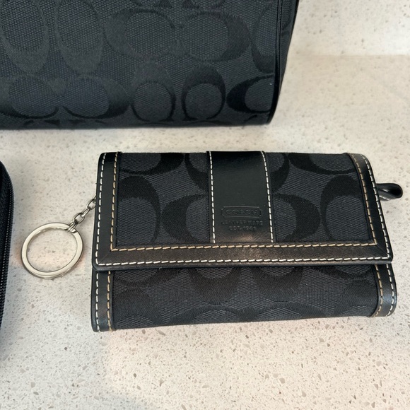 Coach Monogram Cosmetic Bag Wallet Bundle Black - Picture 3 of 11